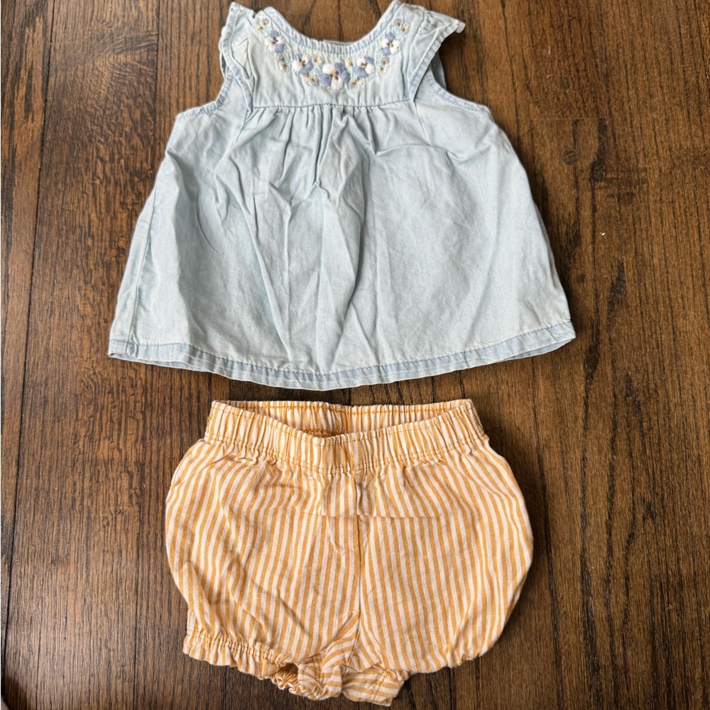 Baby girl chambray set